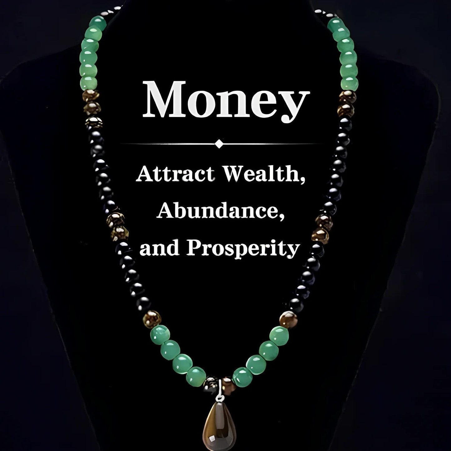 ✨ Money Attraction Necklace With GreenAventurine & Tiger Eye Pendant Healing Crystal Stone