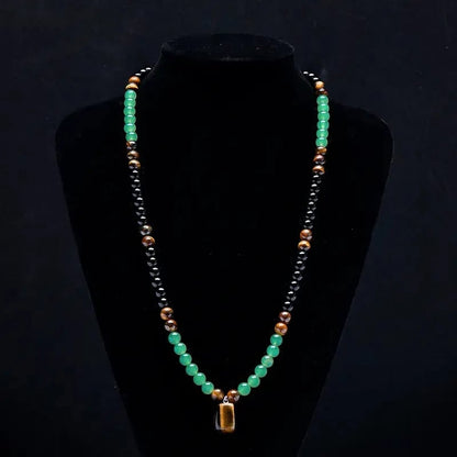 ✨ Money Attraction Necklace With GreenAventurine & Tiger Eye Pendant Healing Crystal Stone