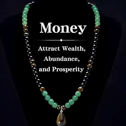 ✨ Money Attraction Necklace With GreenAventurine & Tiger Eye Pendant Healing Crystal Stone